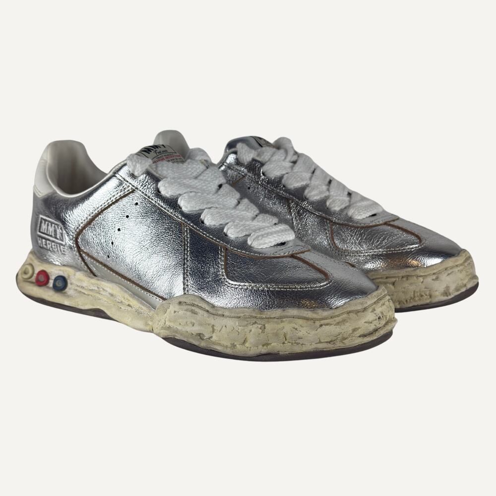 Maison Mihara Yasuhiro Herbie OG Sole Metallic Leather Sneakers Silver 44